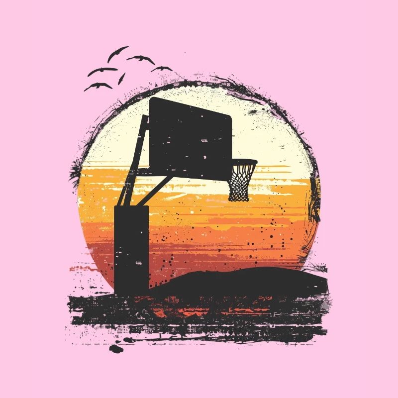 Scène de basket-ball de lancer de panier de lever de soleil