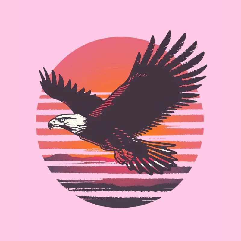 Eagle in flight before sunset