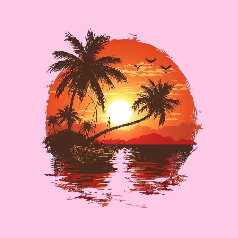 Coucher de soleil tropical avec des palmiers