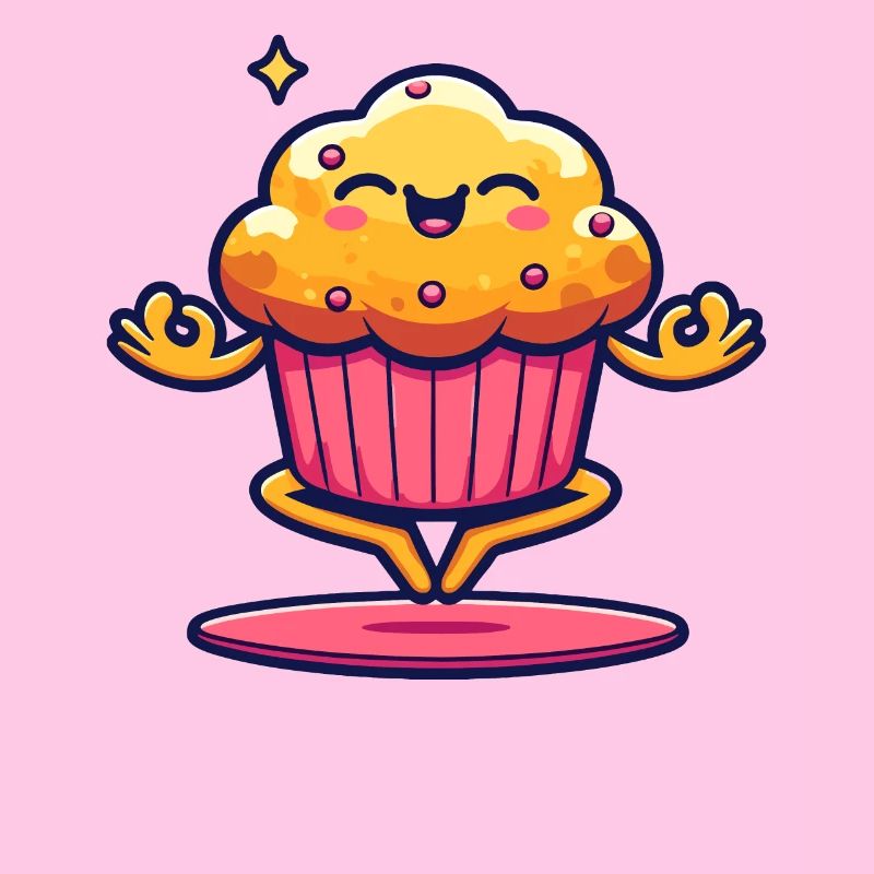 Cupcake mignon avec visage souriant