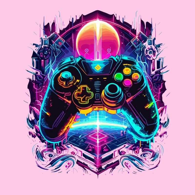 Vibrant Cyberpunk Retro Gaming Controller