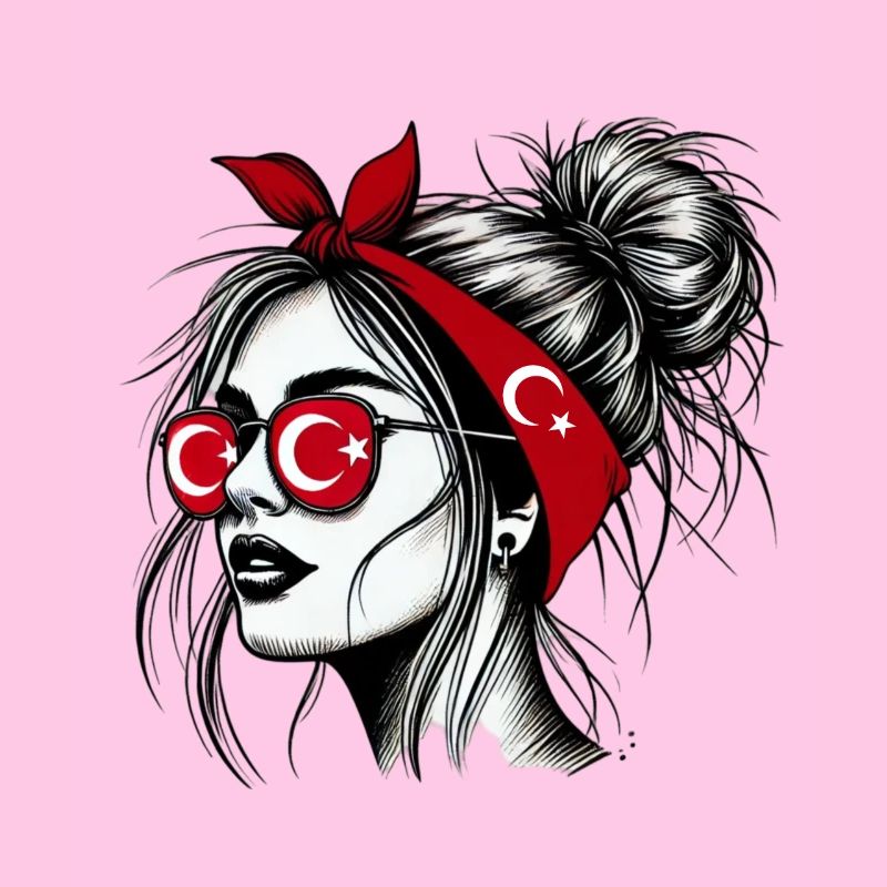 Stilvolle Türkin mit türkischem Flaggendesign