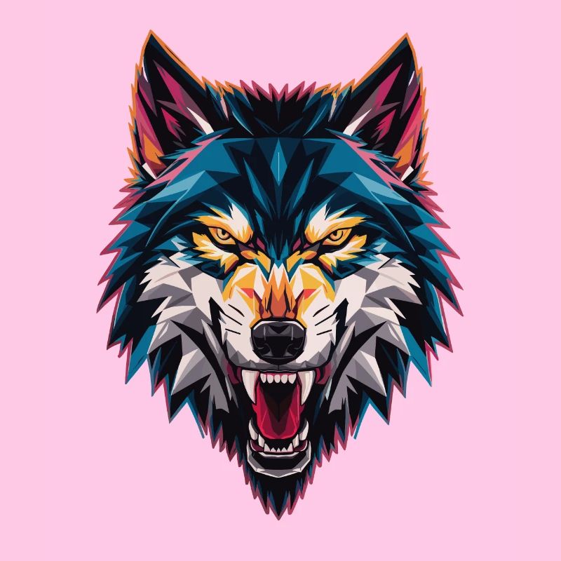 Bunter Geometrischer Wolfskopf