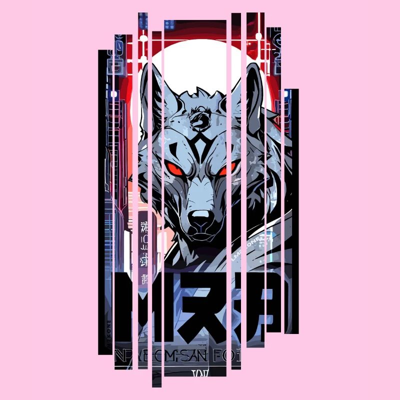Loup argent cyborg Géométrique