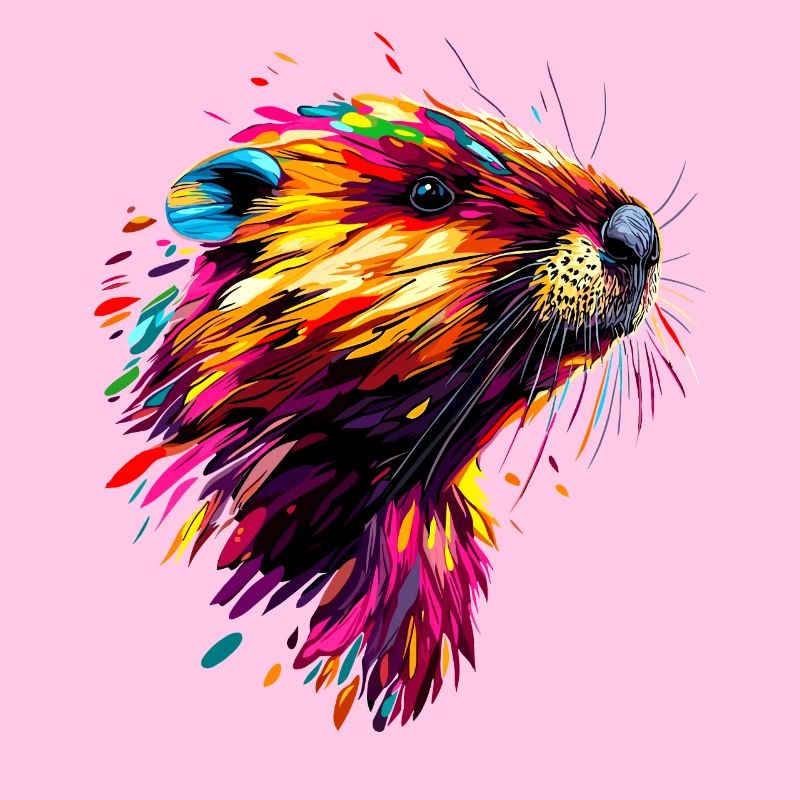 Castor Coloré Arc-en-ciel Popart Rongeurs Castor mignon