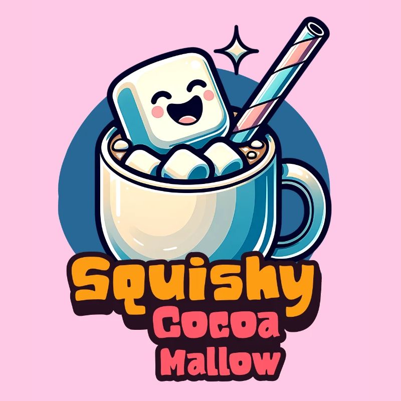 Süßer Marshmallow Tasse mit Kakao und Strohalm