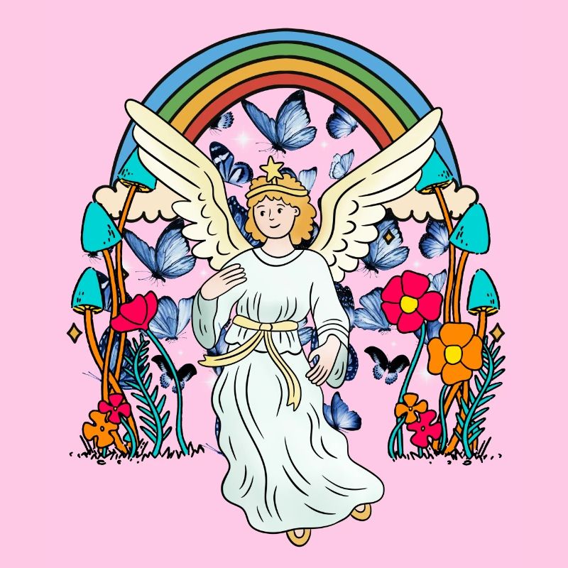 Regenbogen Engel Schutzengel Schmetterlinge Blume