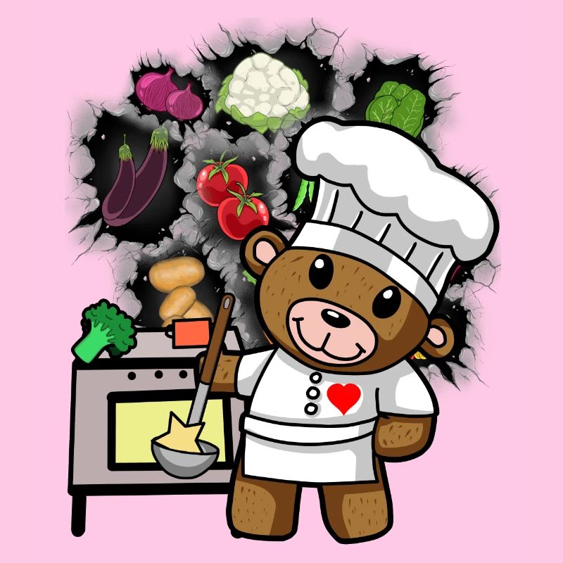 Teddy Bear, Cook, Chef, Cook, Cook, Cook, Vegetables