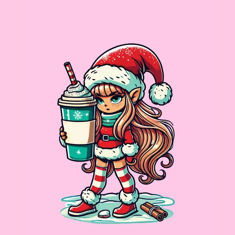 Christmas gnome with coffee