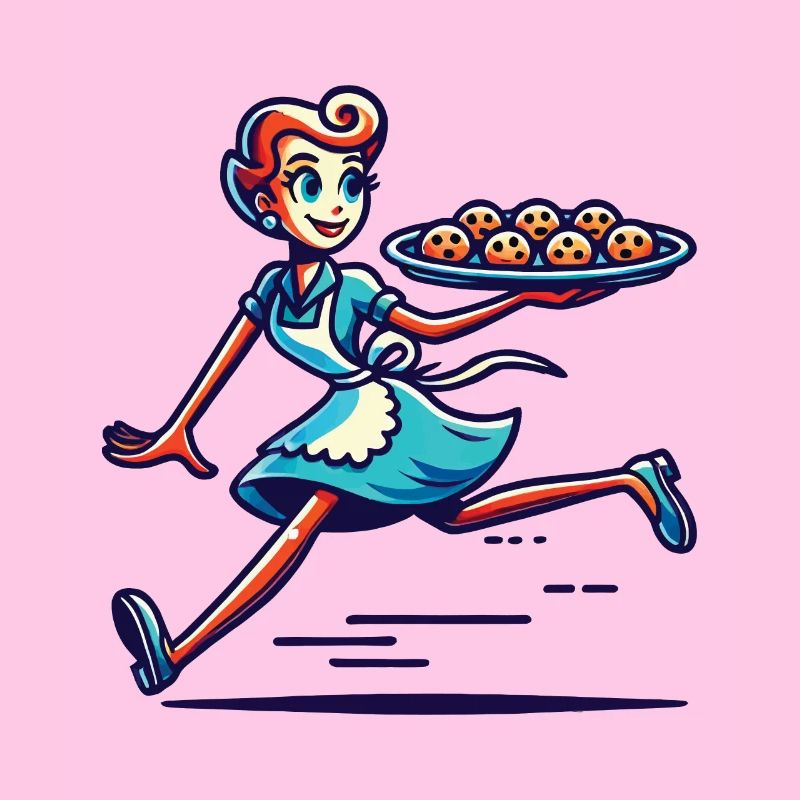 Cheerful baker serving fresh cookies