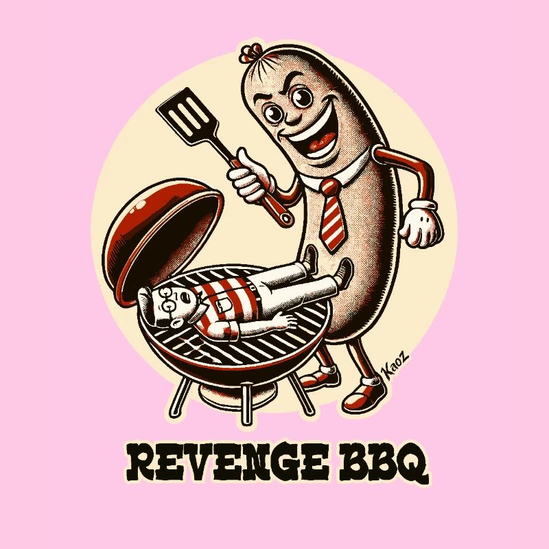 Eine Satire-Wurst grillt den Papa als Rache-BBQ
