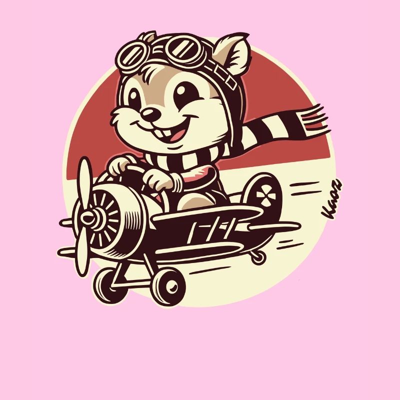 Funny Squirrel Pilot in Propeller Airplane
