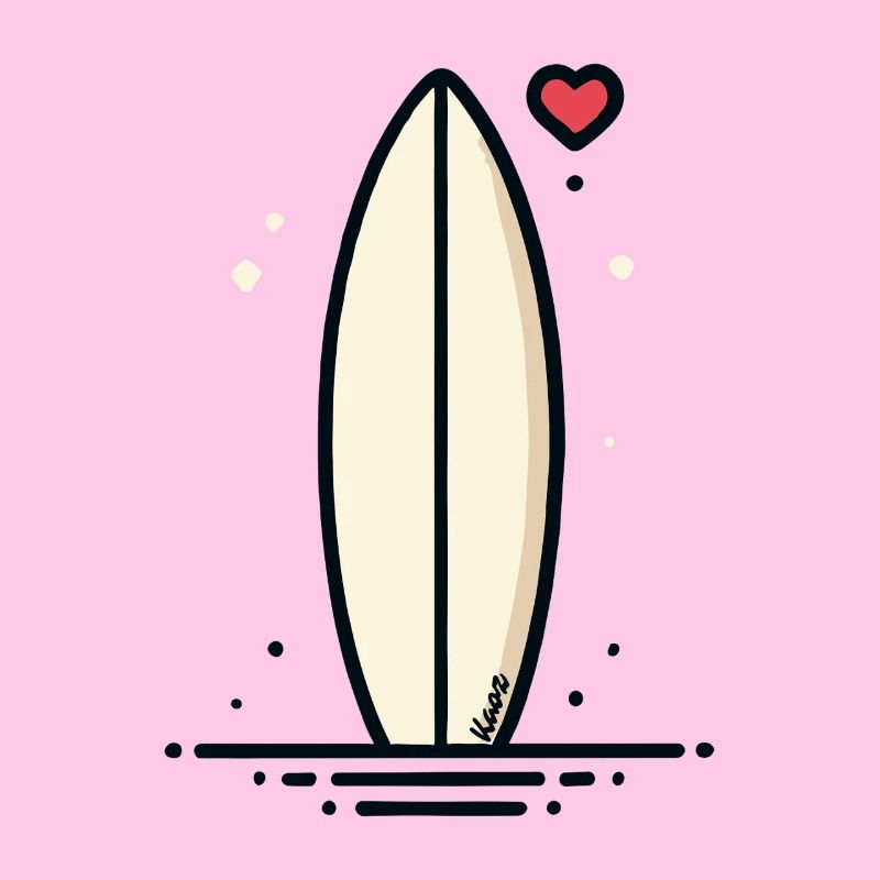 Retro Surfbrett mit Herz