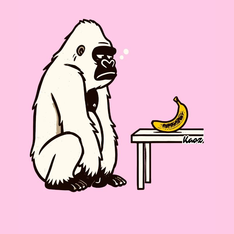 Bananen oder nicht? Gorilla mit Banane