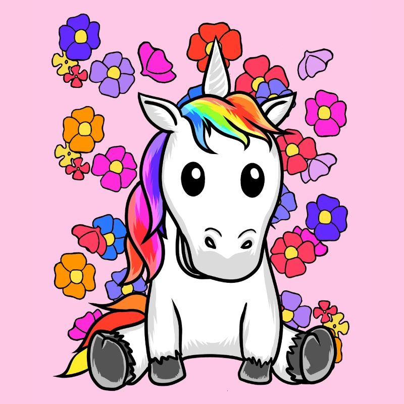 Retro Einhorn Blumen Sommer Kind Kinder Pferd