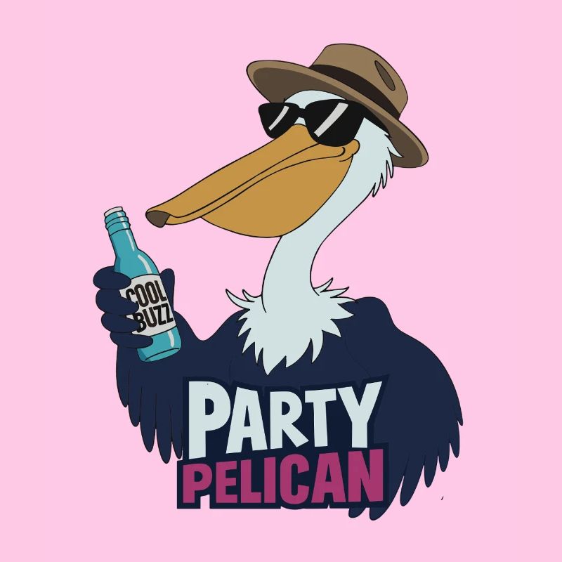Party Pelican Mit Cool Buzz Flasche Und