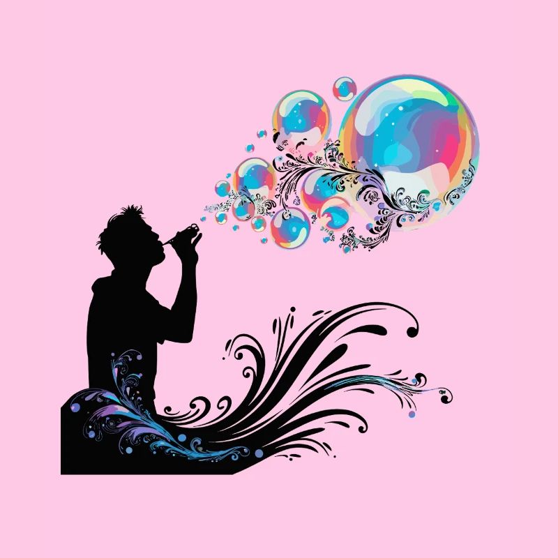 Colored soap bubbles fantasy and magic for