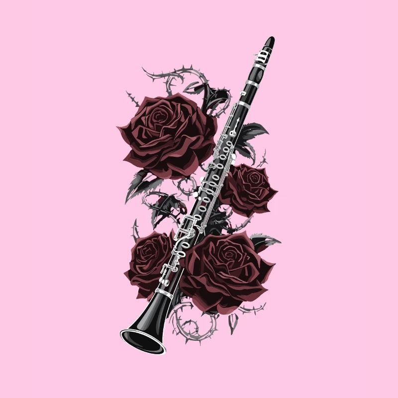 Klarinette mit Rosen Kunstwerk