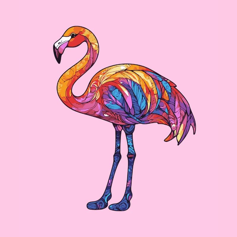 Flamant rose coloré