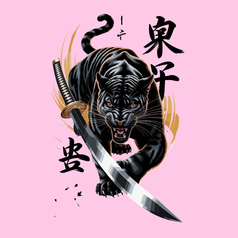Kraftvoller Panther Mit Katana