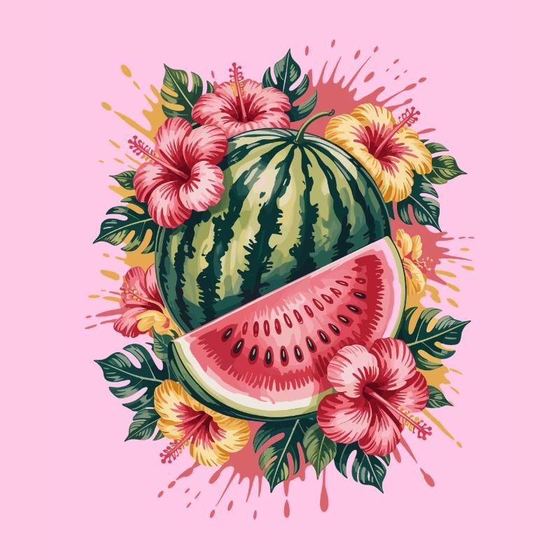pastèque tropicale hibiscus d’été éclaboussure