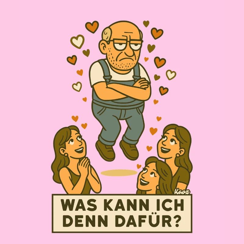 Grantiger Mann wird verehrt schwebt mit Herzchen