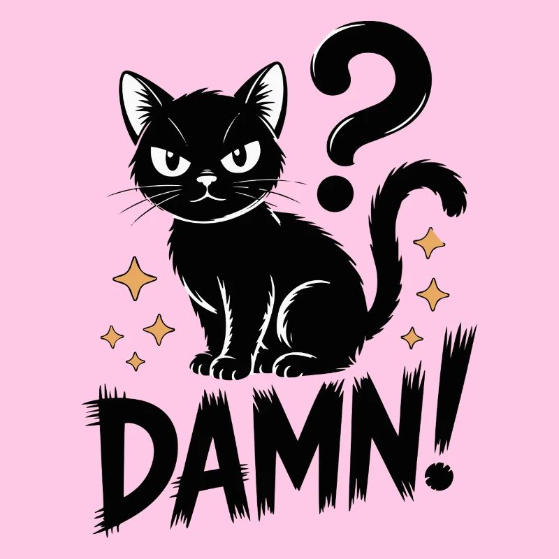 Chat noir mystique avec point d'interrogation