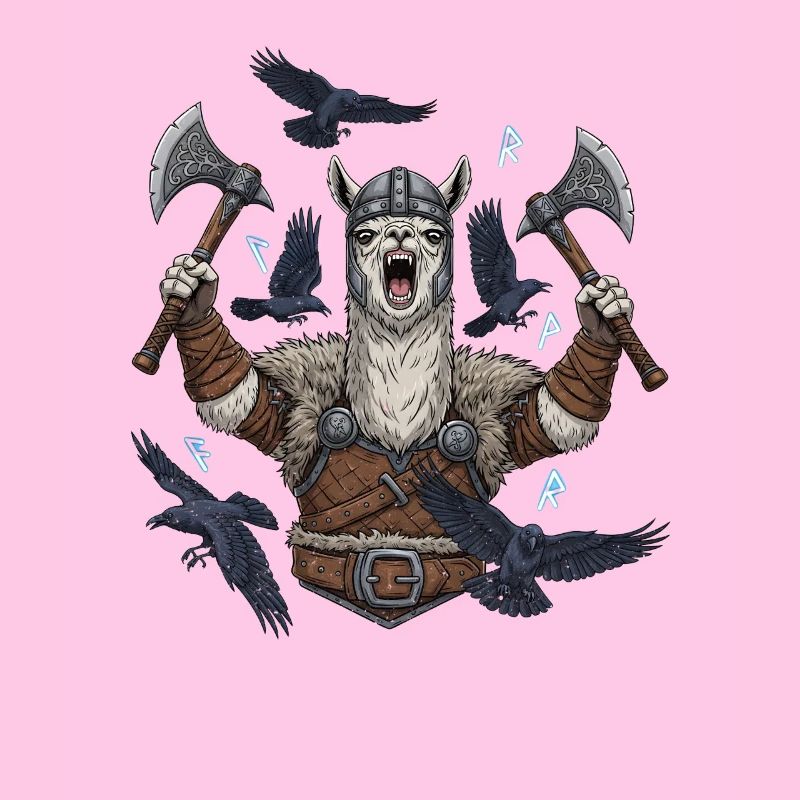 Viking Alpaca Berserker with Ravens