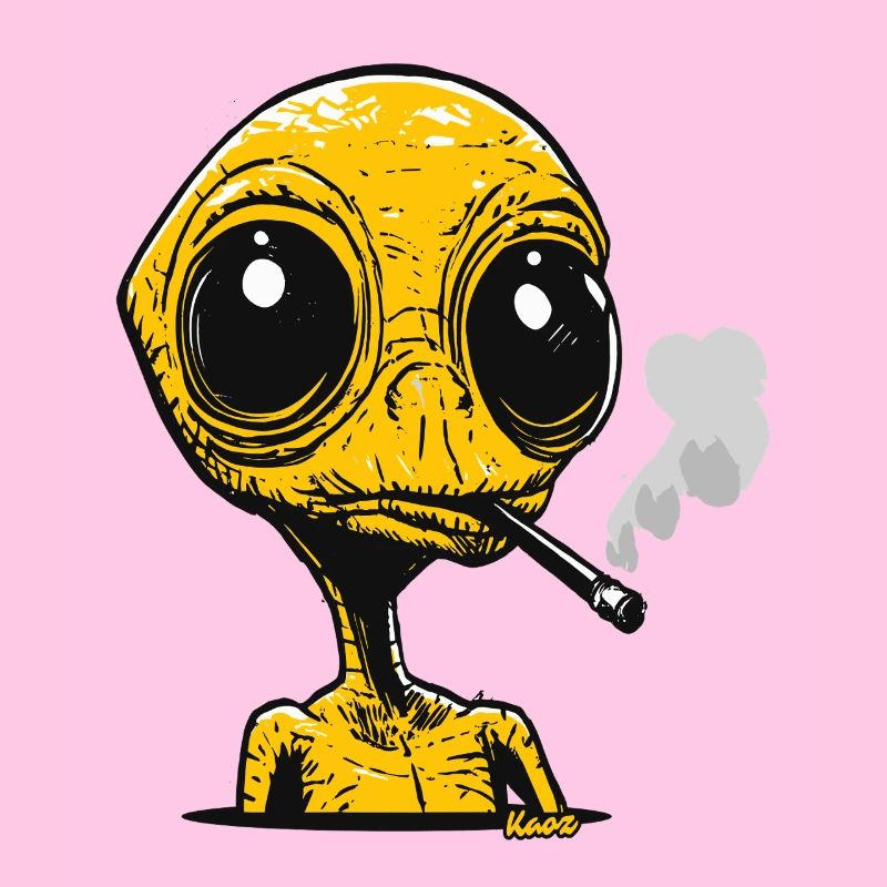Alien mit Zigarette Vintage Design