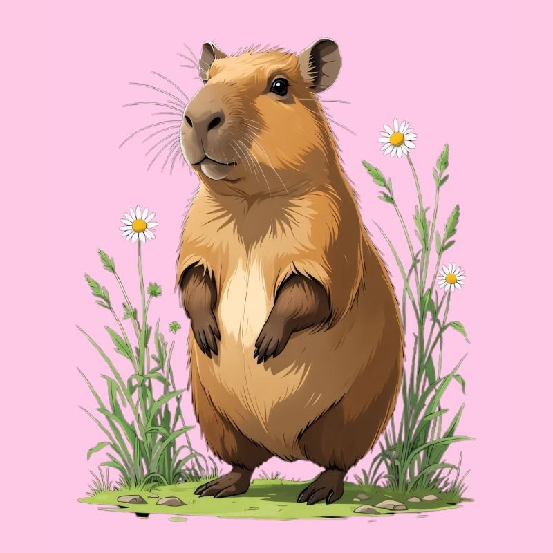 Capybara im Margeriten Blumenfeld