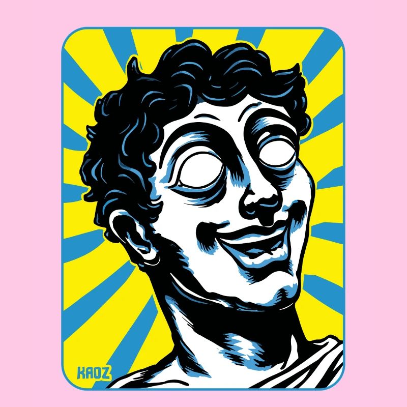 lustige Griechische Comic-Statue mit leerem Blick