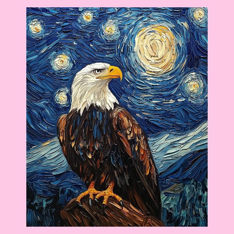 Eagle Bird Van Gogh Style Starry Night