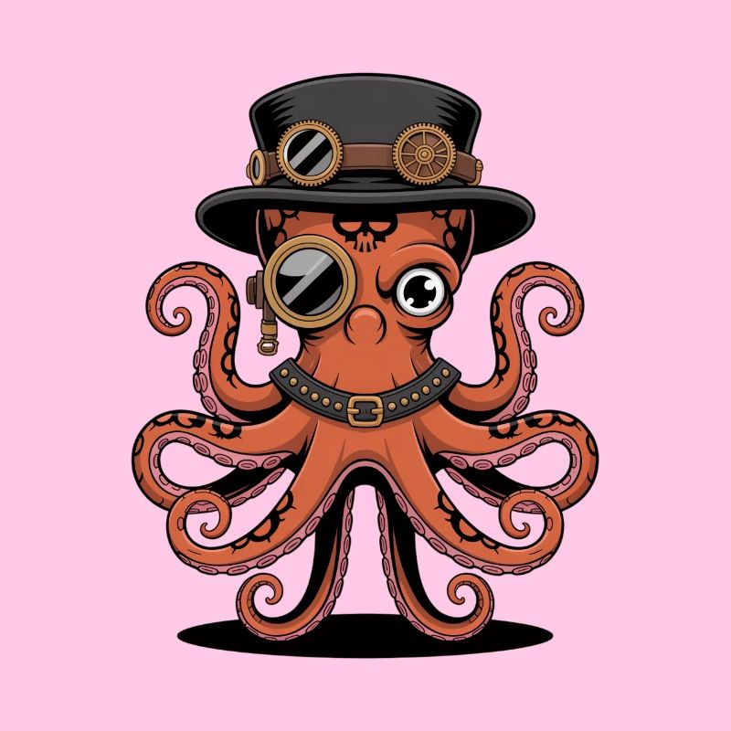 Octopus in steampunk style with monocle