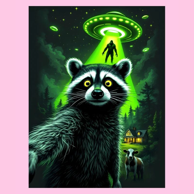 Waschbär UFO Überfall im Wald