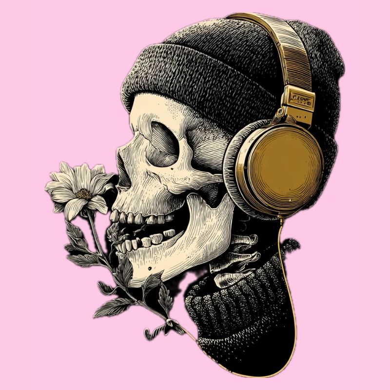 Kopfhörer-Skull mit Blume