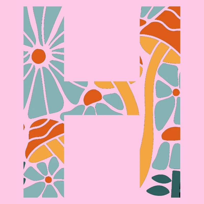 Buchstabe h groovige Blumen Geschenkidee