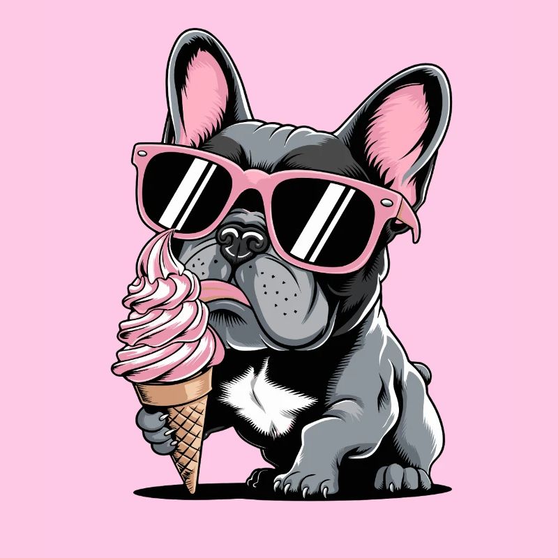 bouledogue français avec glace et