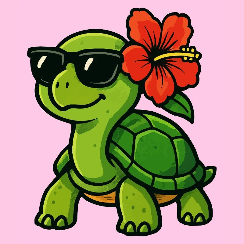 Sun turtle with hibiscus