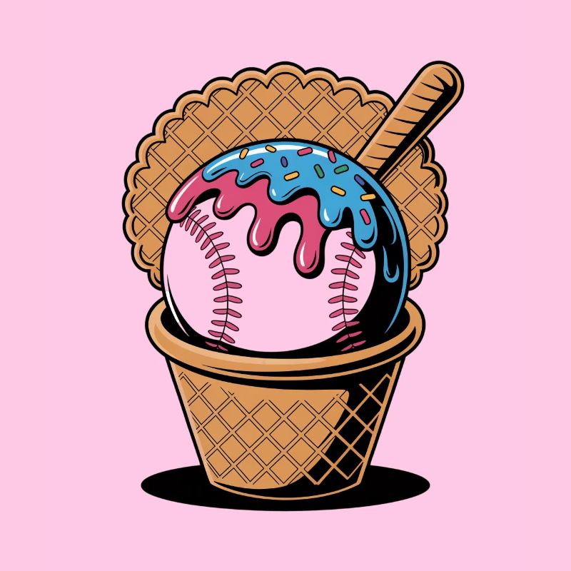 Baseball Eiscreme In Waffel Mit Schläger