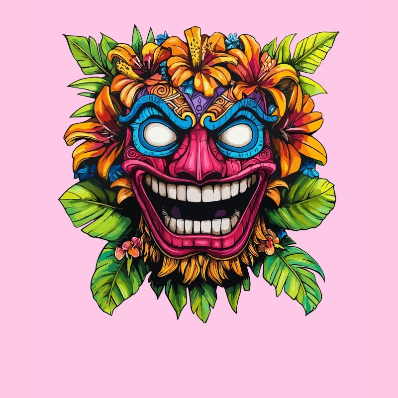 Tiki-Blütenmaske Farbexplosion