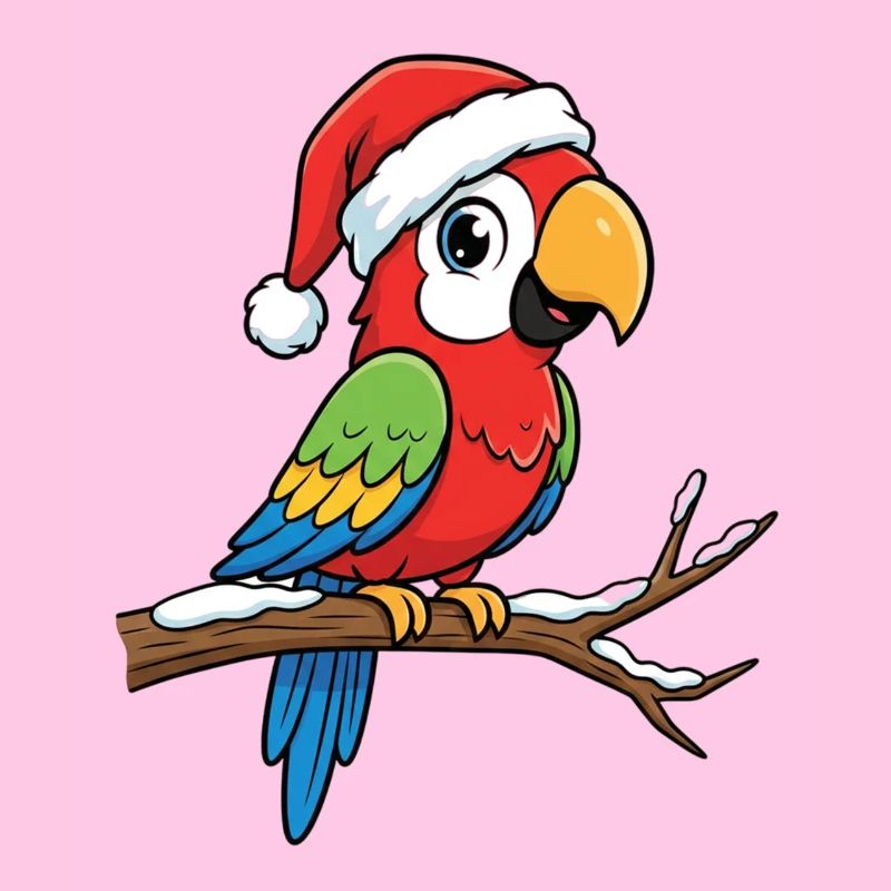 Weihnachtsparrot auf Ast
