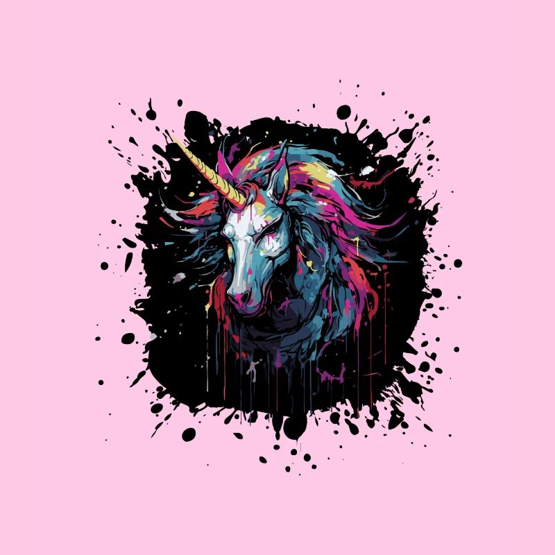 Farbsplatter Einhorn Kunst