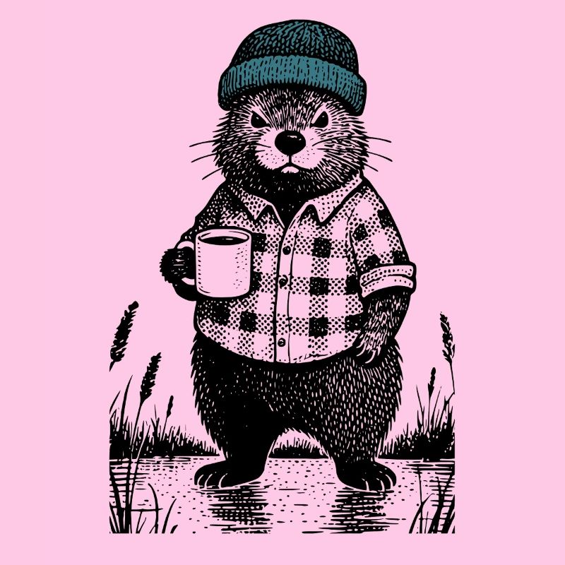 Launischer Bieber mit Kaffee