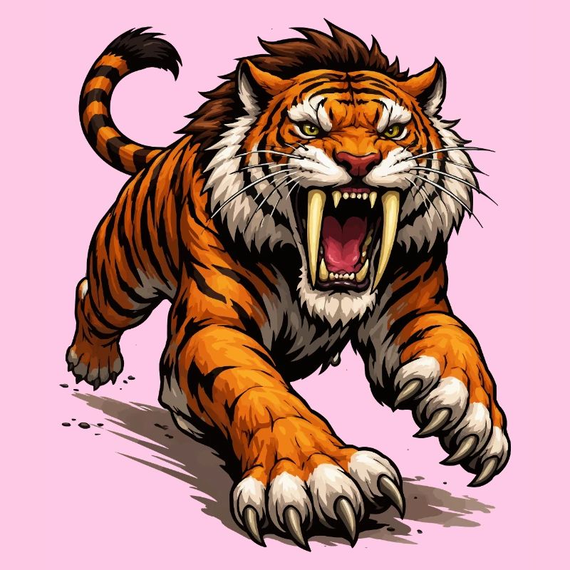 Comic Tiger Attack