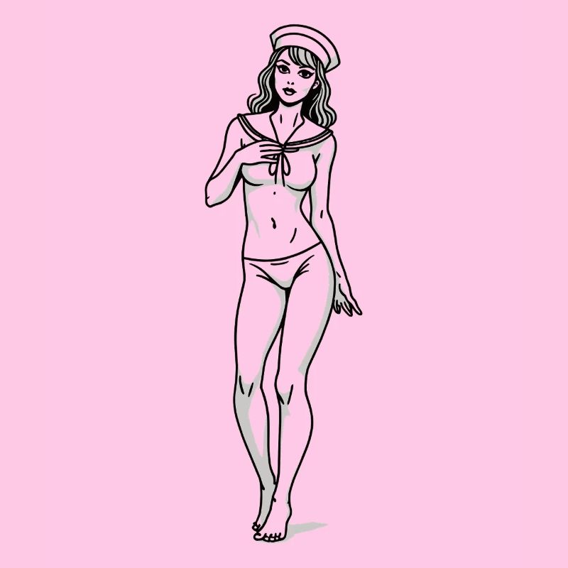 Style rétro Pin-up Sailor Navy