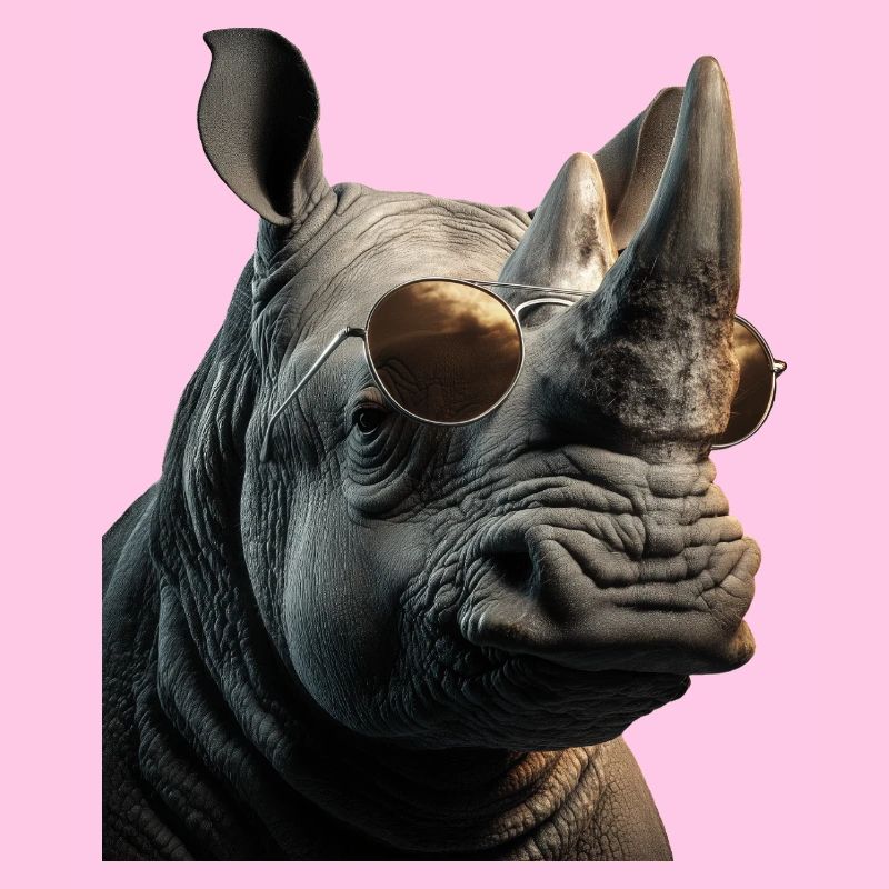 Nashorn mit Sonnenbrille