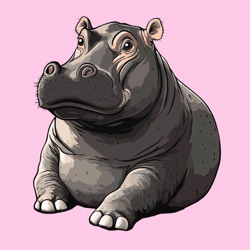 Silent Hippo Cartoon Style