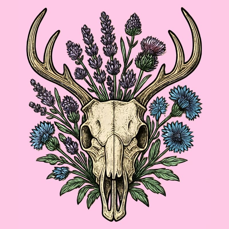 Deer bones with flower wreath