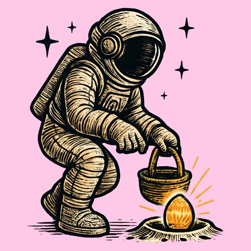 Astronaut collects easter egg