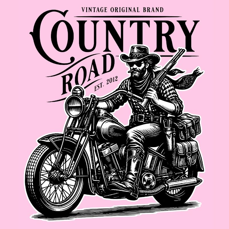 Cowboy-Biker auf Oldtimer-Motorrad
